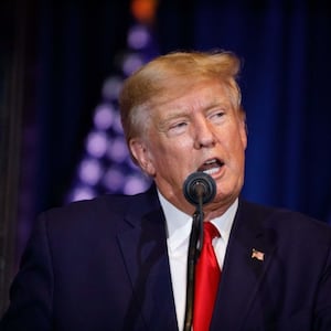 Former President Donald Trump addresses the crowd during a 2024 election campaign event in Columbia, South Carolina. 