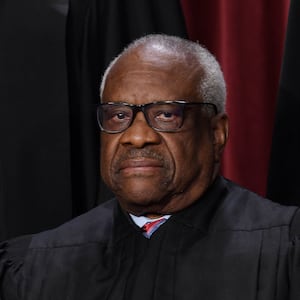 Associate US Supreme Court Justice Clarence Thomas poses for the official photo at the Supreme Court in Washington, DC on October 7, 2022. 