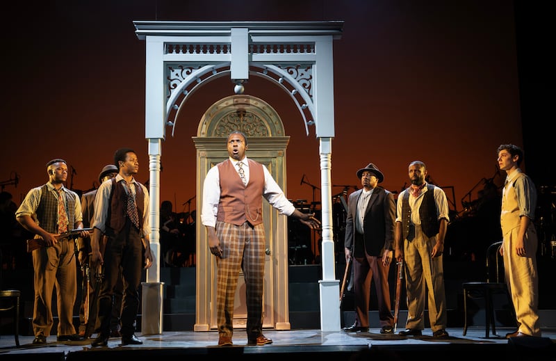 Joshua Henry, center, and company in 'Ragtime.'