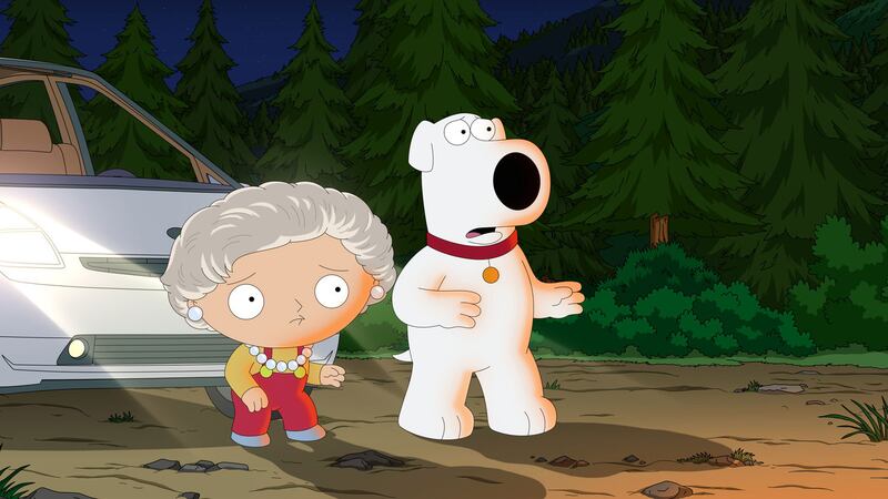 A photo including a still from Family Guy premiere on Fox