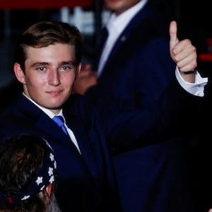 Barron Trump fist pumps