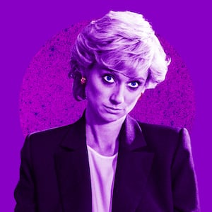 A photo illustration of Elizabeth Debicki as Princess Diana.