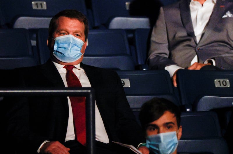 Tony Bobulinski, a former business associate of  Democratic presidential nominee Joe Biden's son Hunter Biden, looks on before the second 2020 presidential campaign debate