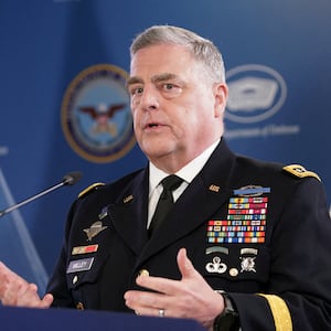 Mark Milley speaks during a joint press conference with U.S. Defense Secretary Lloyd Austin