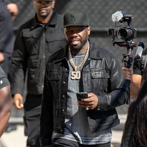 50 Cent is seen at "Jimmy Kimmel Live!" on March 19, 2024 in Los Angeles, California.