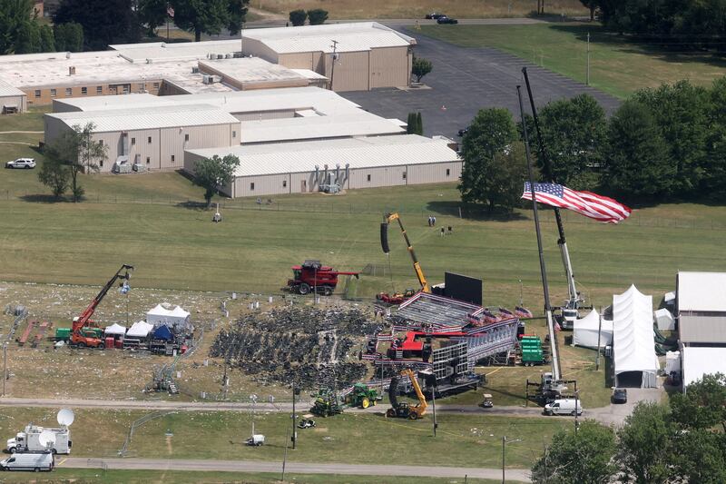 Aerial view of Donald Trump’s deadly rally in Pennsylvania the next day.