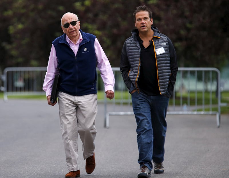 Rupert Murdoch and his son Lachlan pictured at a conference in 2015.