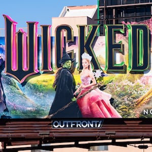 A photo of a "Wicked" billboard in Hollywood, California.