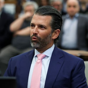 Former U.S. President Donald Trump's son and co-defendant, Donald Trump Jr., attends the Trump Organization civil fraud trial.