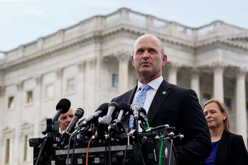 President of the Heritage Foundation Kevin Roberts speaks during a press conference 