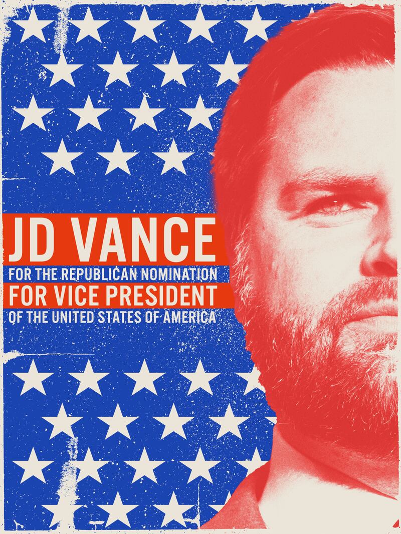 Vice Presidential campaign poster featuring JD Vance