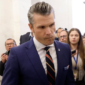 President-elect Donald Trump's nominee to be Secretary of Defense Pete Hegseth leaves the Russell Senate Office Building on November 21, 2024 in Washington, DC. Hegseth was on Capitol Hill meeting with Senators to discuss his nomination and qualifications.