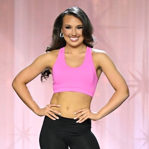 Olivia Travis, Miss West Virginia Teen USA poses onstage at the Miss Teen USA 2024