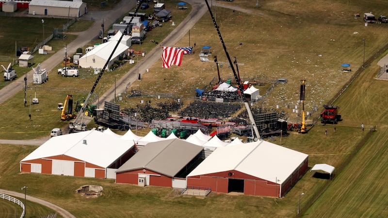 Aerial view of the site where Donald Trump was shot