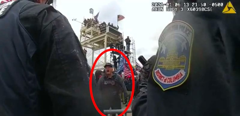 Anthony Alexander Antonio screams at police officers outside the U.S. Capitol.