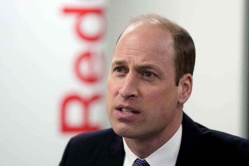 Britain's William, Prince of Wales, listens as he visits the British Red Cross at its headquarters in London, Britain, February 20, 2024.