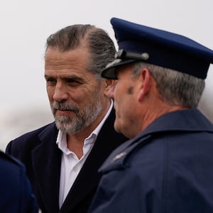 Hunter Biden disembarks a helicopter in New York. 