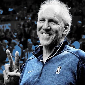 An illustration including a photo of Bill Walton