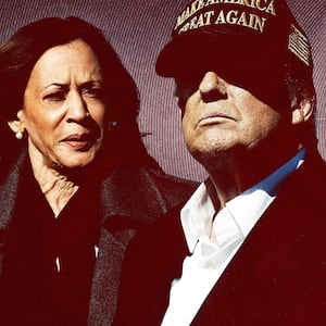 Kamala Harris, Donald Trump and Liz Chaney