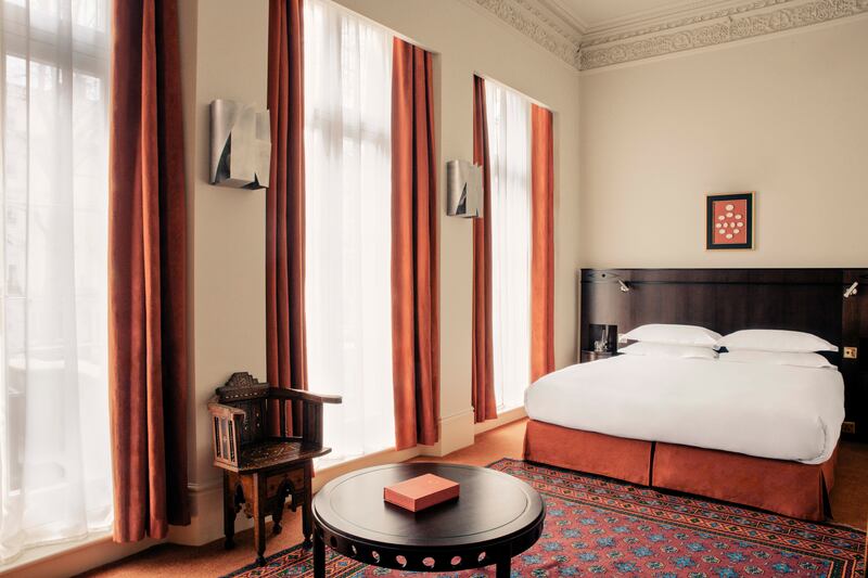 Photograph of bedroom in the Grand Hotel Bellevue.