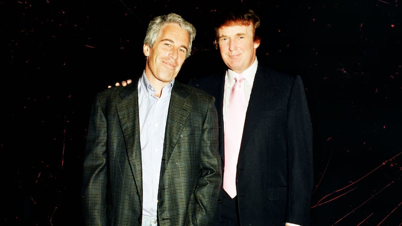 A photo illustration of Jeffrey Epstein and Donald Trump.