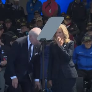 President Joe Biden at the D-Day ceremony in France. 