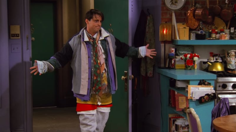 Joey wears all of Chandler's clothes