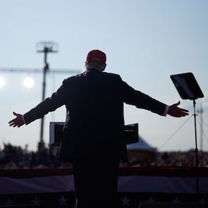 Former President Donald Trump speaks during a campaign rally in Butler, Pennsylvania just moments before shots rang out.