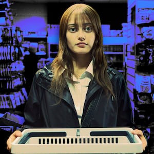 A photo illustration of Ella Purnell in Sweatpea.