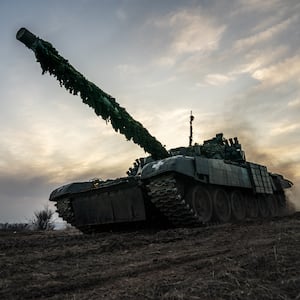 Ukrainian soldiers of a tank unit. 