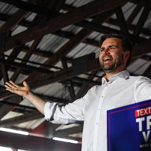 Vance speaks to a crowd in Pennsylvania.