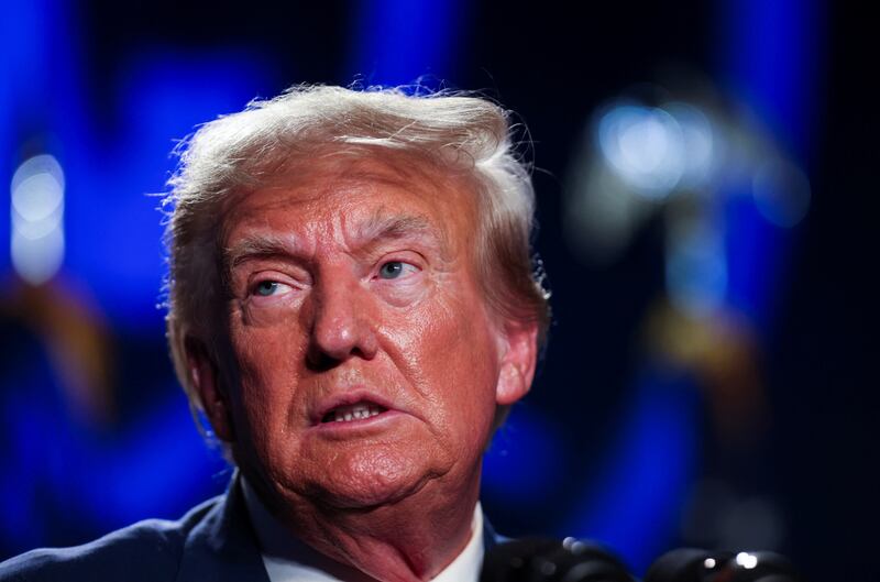 Former U.S. President and Republican candidate Donald Trump makes a keynote speech at a Republican fundraising dinner in Columbia, South Carolina