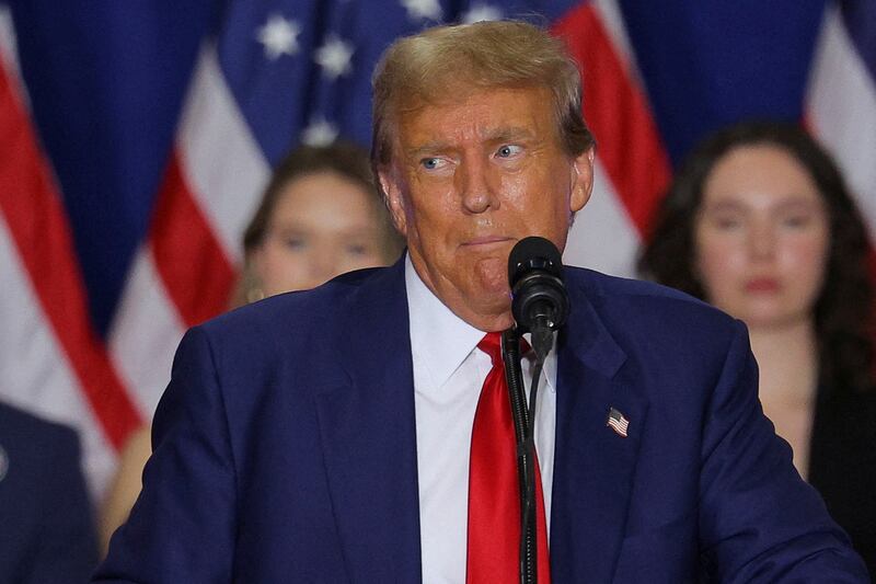 Former President Donald Trump attends a campaign rally in Green Bay, Wisconsin.