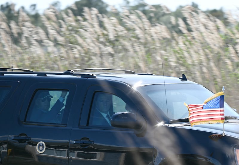 Picture show the Secret Service driving U.S. President Joe Biden returning to DC from Delaware.