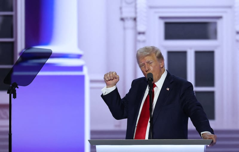 Former president Donald Trump speaks at the Republican National Convention on July 18.