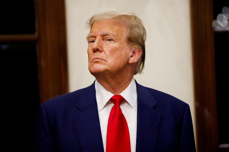 Donald Trump attends the 2024 Senior Club Championship awards ceremony at his Trump International Golf Club in West Palm Beach, Florida, United States, March 24, 2024.