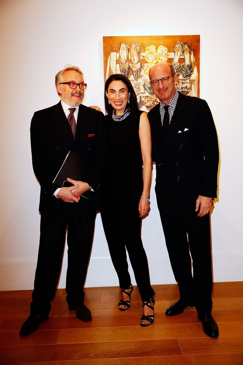 A photo of Edmondo di Robilant, artist Anh Duong, and Marco Voena at a 2014 reception in London.