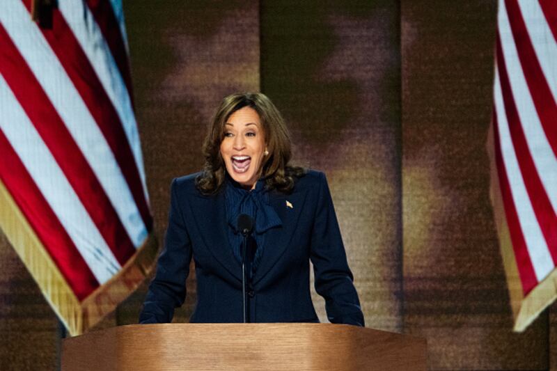 Vice President Kamala Harris delivers her acceptance speech during the final night of the 2024 Democratic National Convention in Chicago on Thursday, August 22, 2024.