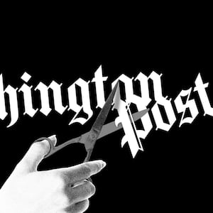 The Washington Post logo getting snipped.