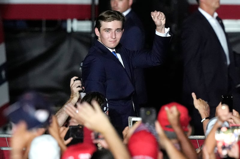 Barron Trump fist-pumping