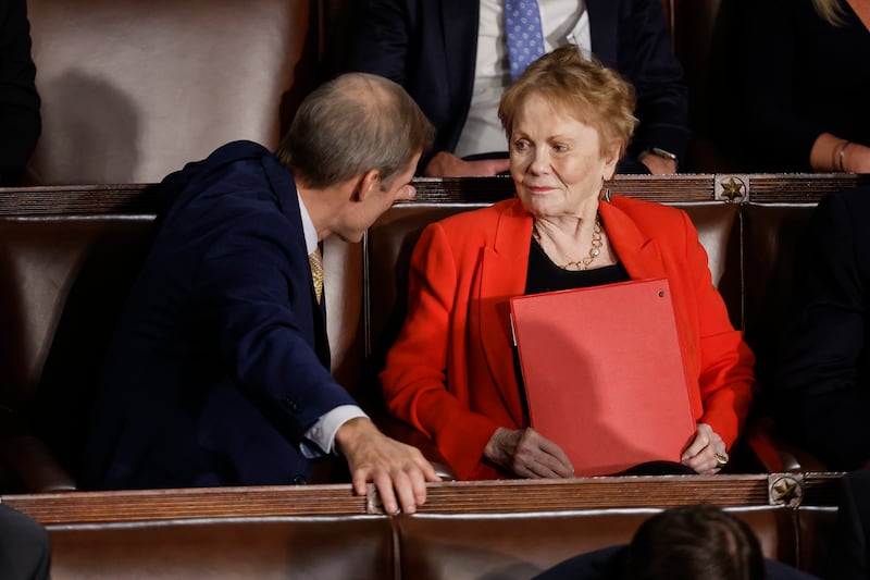 U.S. Rep. Jim Jordan (R-OH) speaks to U.S. Rep. Kay Granger (R-TX) as the House of Representatives meets to elect a new Speaker of the House at the U.S. Capitol Building on October 17, 2023 in Washington, DC.