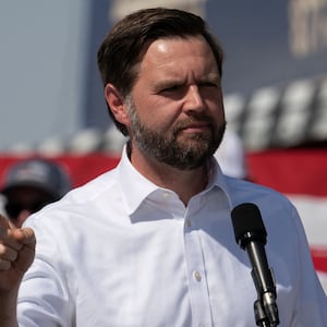 Republican U.S. vice presidential nominee Senator JD Vance speaks at Tucson Speedway in Tucson, Arizona, U.S. October 9, 2024