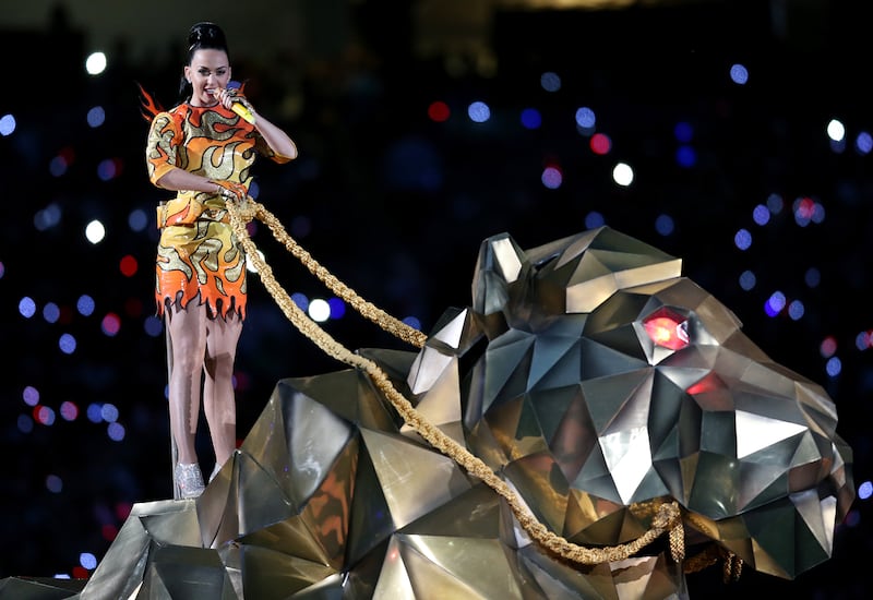 Katy Perry performs onstage during the Pepsi Super Bowl XLIX Halftime Show in 2015.