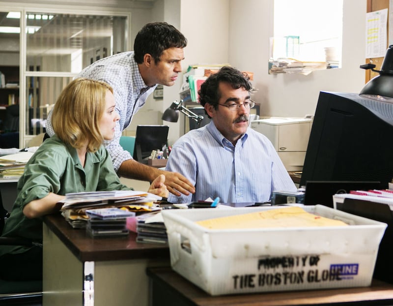 The movie 'Spotlight': Rachel McAdams, Mark Ruffalo, Brian d'Arcy James.