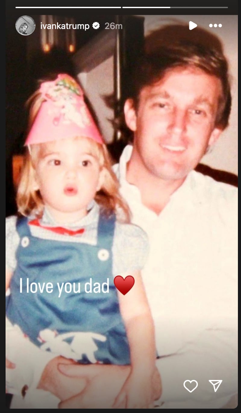 A post on Ivanka Trump’s Instagram following Donald Trump’s guilty verdict.