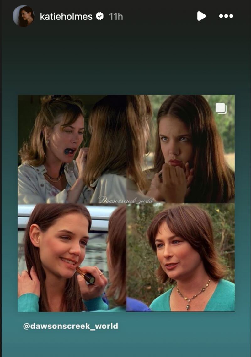 Nina Repeta and Katie Holmes in various photos during their time on Dawson's Creek. 