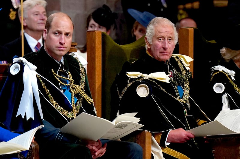 Prince William, left, and King Charles III at St Giles' Cathedral, Edinburgh, July 5, 2023.