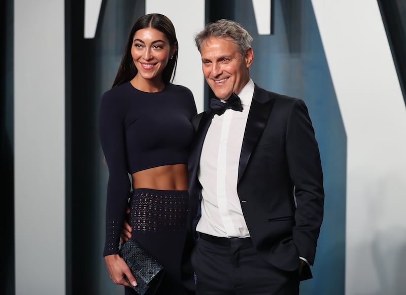 Ari Emanuel in tuxedo and his taller wife