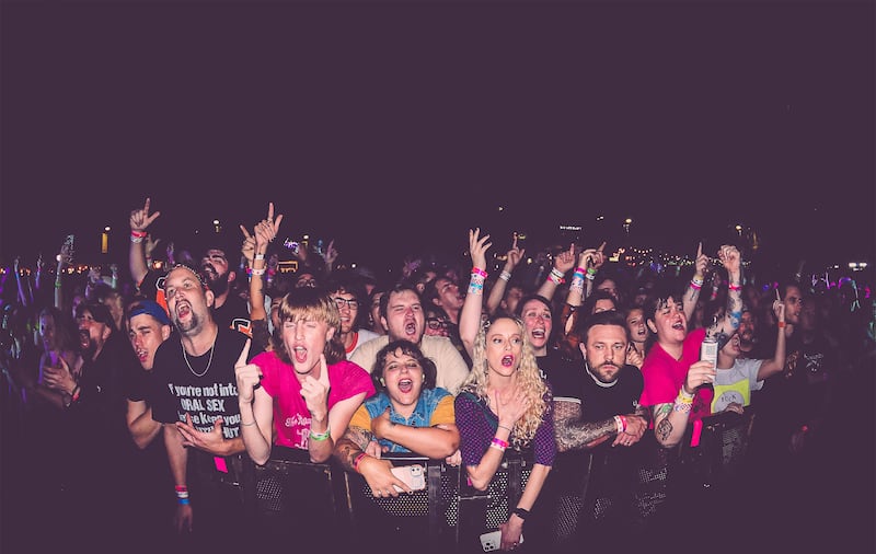 A view of the large crowd at a concert at The Fest