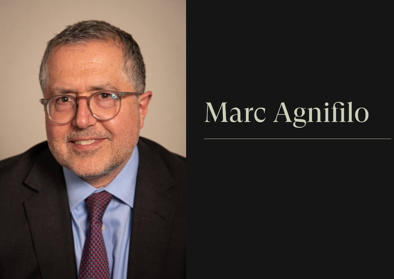 A portrait photograph of defence attorney Marc Agnfilo